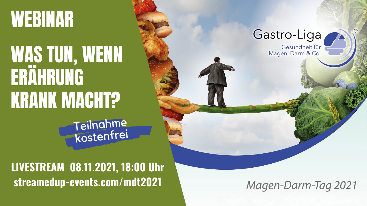 Banner für Webinar "Was tun, wenn Ernährung krank macht?" Banner für Webinar "Was tun, wenn Ernährung krank macht?" Livestream 08.11.2021, 18 Uhr